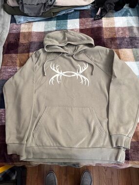 Under Armour Khaki Hooded Sweatshirt with White Antler Logo